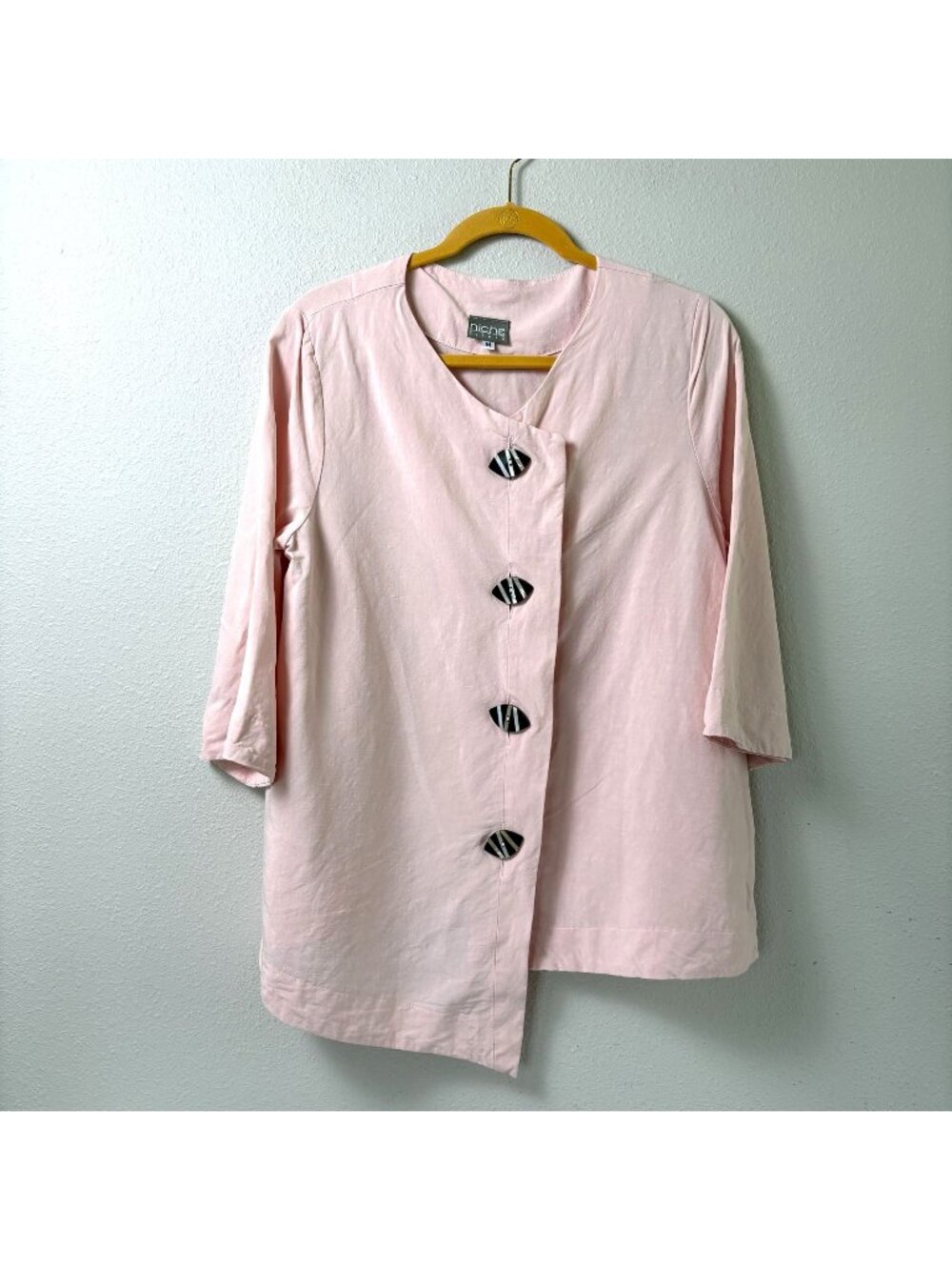 Niche Nilgun Derman‎ Button Up Blouse Size M Pink Lagenlook Art to Wear Top